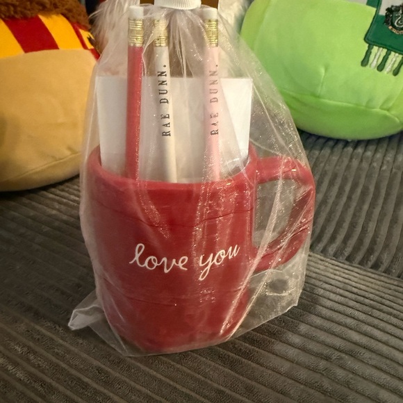Rae Dunn Other - Rae Dunn Red Valentine’s “love you” Mug w/ love notes pad & Rae Dunn pencils